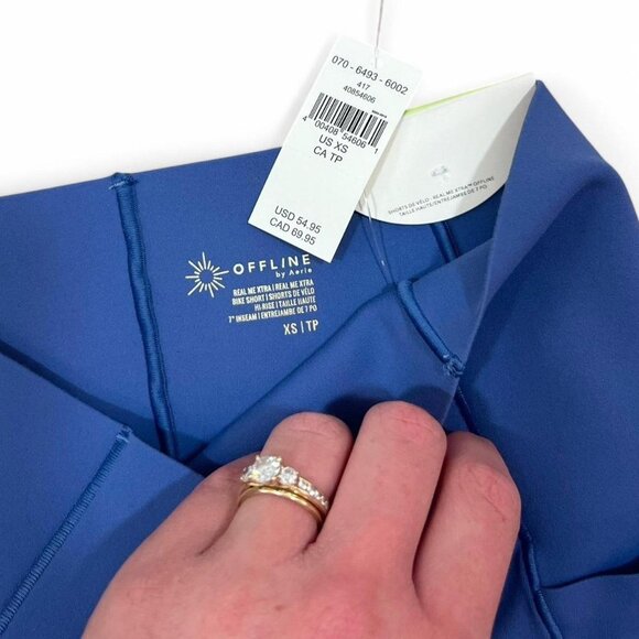 Aerie Offline NWT Blue Real Me XTRA Hold Up! Pocket 7" Bike Short Size XS - Picture 3 of 4